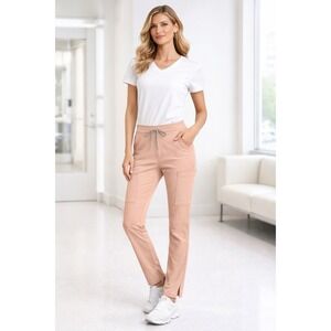 Jaanuu Scrub Pants Womens SP Salmon Tapered Leg Pockets Medical Uniform Hospital